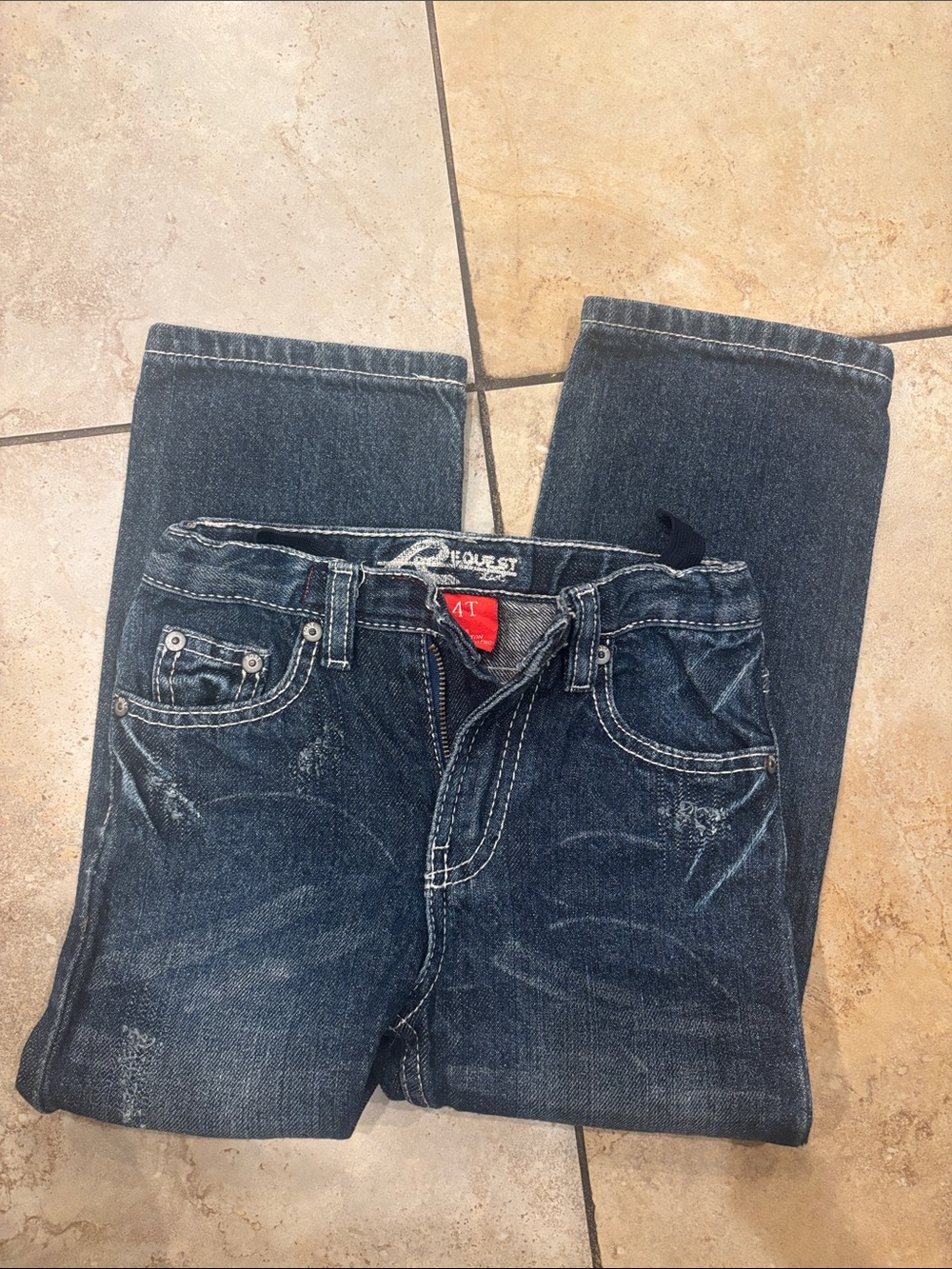 Request jeans  Boys Dark Wash Jeans - Indigo Blue adjustable west size 4 T kids